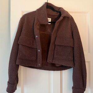 Abercrombie & Fitch Chocolate Teddy Cropped Jacket